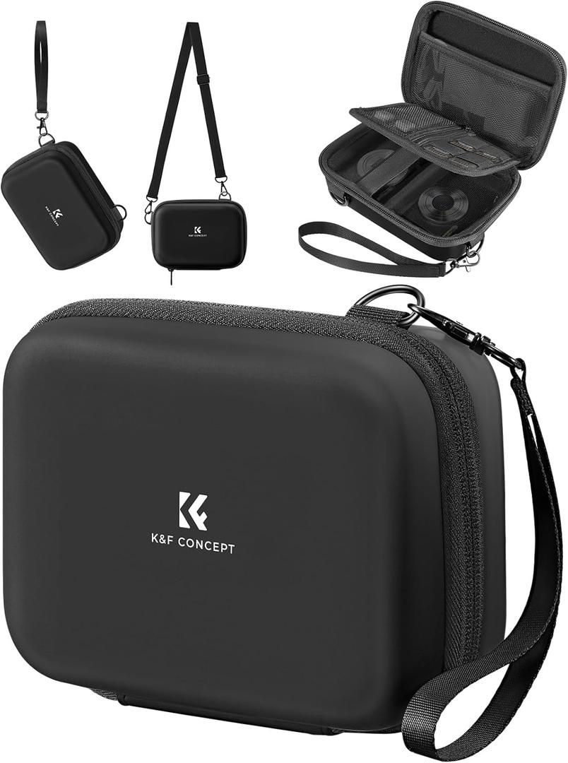 K&F Concept Digital Small Camera Case, Compact Waterproof Small Camera Bag, Lightweight Camera Sling Bag for CCD/Sony DSCW800/DSCW830/Canon PowerShot - Black