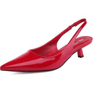 JENN ARDOR Sling back Heels for Women Low Heels Dress Shoes Kitten Pumps Dressy Heeled Sandals Wide Width Fashion Casual Shoes (8, Passion Red)