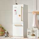 Tiny Land Wooden Toy Fridge with Spacious Storage, Realistic Play Kitchen Refrigerator for Kids Pretend Play with Three Freezer Magnets