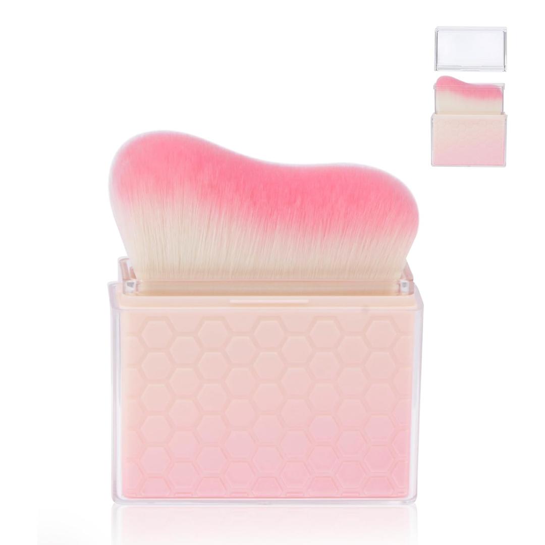Sunscreen Applicator-Sunblock Brush for Face and Body, Sun Lotion/Cream Self Tanner,Bronzer Self Tan Applicator, Kabuki Brush For Application with Retractable Lid Travel Size (Pink-Red)