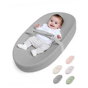 COMOMY Baby Changing Pad with Wipeable & Waterproof PU Cover, Contoured Diaper Changing Pad for Dresser with Non-Slip Safety Belt, Portable and Lightweight, Large Cushioned Foam, Gray