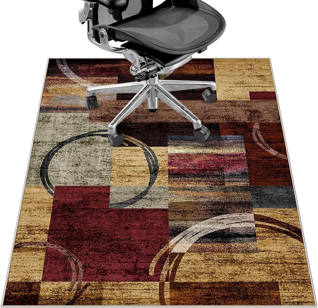 Office Chair Mat for Hardwood Floor&Tile Floor,36"X 48" Heavy Duty Desk Chair Mat for Hard Floors,Under Desk Rug for Rolling Computer Chair,Anti Slip,Low Pile Carpet Floor-Geo Multi