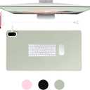 Konohan Heated Large Desk Mat PU Leather Warm Mouse Pad with 5 Heating Level & 4 Hour Auto Shut-Off Heating Keyboard Pad Warmer Gaming Mouse Pad for Office Home(Gray-Green Color,23.6"x 14.2") (23.6" x 14.2", Gray-green Color)