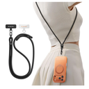 TORRAS Phone Lanyard Crossbody with 2 Phone Tabs, Adjustable Anti Theft Phone Strap for All Phones, Premium Metal Buckles, Skin-Friendly, Universal Cell Phone Neck lanyard for Travel Essentials, Black