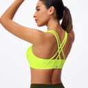 Strappy Sports Bra Criss Cross Back Padded | Light compression yoga crop top,U neckline,stays put in workouts,for women,Runs snug - size up if between sizes. (Green, S)