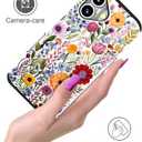 Compatible for iPhone 16 Plus Case Cute with Card Holder Shockproof Slim Slot Phone Wallet Cover for Women/Watercolor Summer Blooming Floral Flower Meadow Natural