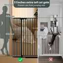 51'' Extra Tall Cat Gate Barrier for Doorways Hallways, Pressure Mounted Pet Dog Gates No Drilling Auto Close, Cat Fence Indoor Climb Proof 30-32.6'' Wide (Black)