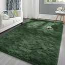 Pettop Fluffy Deep Green Area Rug for Bedroom Living Room, 8x10 Feet Soft Plush Fuzzy Rugs for Girls Kids Boys, Non-Slip and Washable Rug for Nursery Classroom, Carpet for Rooms Decor