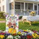 3 x CROWNED BEAUTY Easter Garden Flag Dog Bunny Ears Welcome 12x18 Inch Double Sided Small Seasonal Holiday Golden Retriever Decoration for Outdoor Lawn Yard