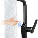 Touchless Waterfall Kitchen Faucet, Temperature Display, Matte Black