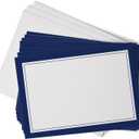 Hill Valley Greetings Blank Border Note Cards with Envelopes - 48 Classic Note Cards with Envelopes - Blank Simple Paneled Folding Cards For Business Professionals & Formal Events (Blue)