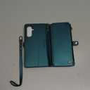 Defencase for Galaxy A36 5G Case Wallet with RFID Blocking Card Holder for Women Men, Fashion PU Leather Magnetic Snap Flip Zipper Wrist Strap Wallet Phone Case for Samsung Galaxy A36 5G, Blue Green