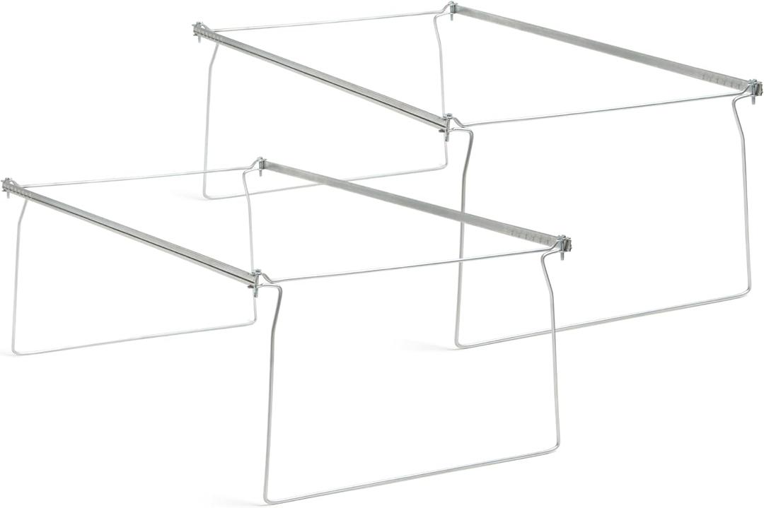 Smead Steel Hanging File Folder Frames, 2 Count, Gray, Adjustable Depth 23" to 27", Legal Size (64873)