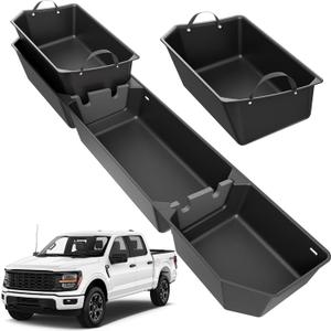 Underseat Storage Compatible with Ford F150(2015-2025)& F-250/350/450/550 Super Duty(2017-2025) SuperCrew/Crew Cab, Upgraded Rear Under Seat Organizer Cargo Box for F-150