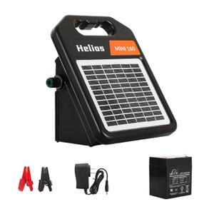 10 Miles Solar Electric Fence Charger with Day/Night Mode, 0.11J Portable Solar Fence Charger with Rechargeable Solar Panel for 24-Hour Uninterrupted Protection Electric Fence Energizer (MINI160-Rear switch)