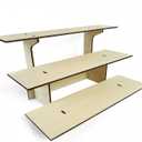3-Tier Straight Wooden Retail Table Display Stand with Shelves for Products - Portable | 3 Step Straight Display Rack for Retail Table Top, Counter Top, Craft Shows, Farmers Market, Tradeshows 9.5" L