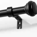 Joydeco Black Curtain Rod Adjustable 32-88 Inches, 1" Diameter Heavy Duty Curtain Rods for Windows, Decorative Splicing Drapery Rods with Resin Finials for Living Room Bedroom Kitchen