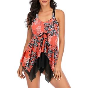 Century Star 2025 Womens Tankini Swimsuits Tummy Control 2 Piece Tankini Bathing Suit Dress with Shorts Modest Swimwear 2XL