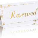6 Pack Reserved Table Signs White Reserved Table Tent Card with Gold Foil Design for Wedding Party Restaurant - Double Sided Reserved Sign Table Tent Place Cards for Event