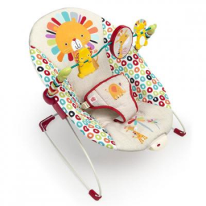 Bright Starts Playful Paradise Comfy Baby Bouncer Seat with Soothing Vibration and Toys, Unisex, 0-6 Months