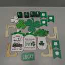 Spiareal 15 Pcs St. Patrick's Day Tiered Tray Decor Set Luck Shamrock Wooden Signs Irish Decor Saint Patty's Day Table Decoration for Home Tabletop Shelf Party