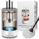 CUBE LIFE Electric Makeup Brush Cleaner, Automatic Spinning Makeup Brush Cleaner, Cosmetic Brush Cleaner For All Size Makeup Brushes Beauty Tools Sets (Brown)