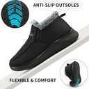 Ablanczoom Winter Snow Boots for Women: Comfortable Warm Fur Lined Slip On Waterproof Outdoor Ankle Booties (Black)