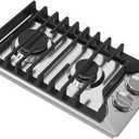 12 Inch Gas Cooktop, ThermoMate Heavy Built In Gas Rangetop with 2 High Efficiency SABAF Burners, NG/LPG Convertible 304 Stainless Steel Stove Top with Flame Out Protection, CSA Certified