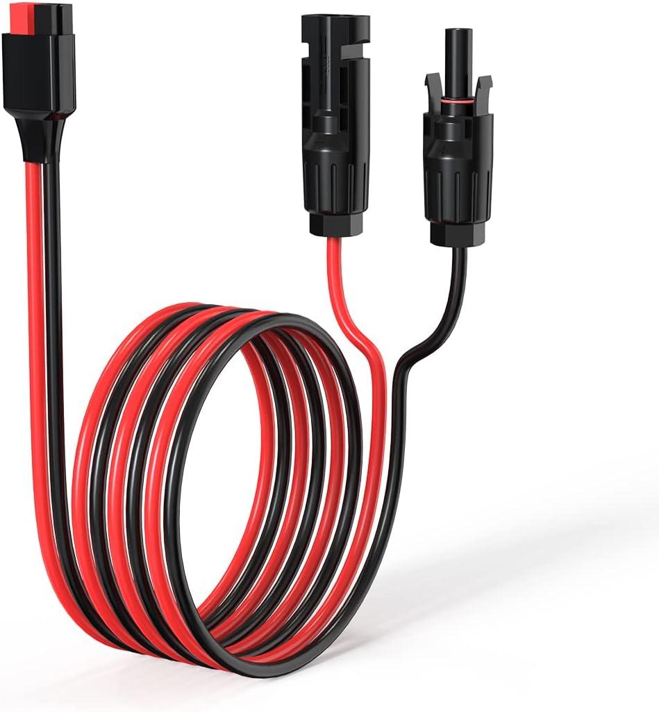 10AWG 6FT Solar Panel Cable to Anderson Connector 2 6 10 20 35 50FT Solar Extension Cable for Portable Power Station Solar Generator Battery Pack(6FT)