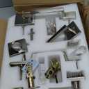 NeuType Double Door Lock Set, Double Door Handleset with Dummy, Door Handle Sets, Entry Door Handle Set with Single Cylinder Deadbolt and Door Levers, Easy to Install, Satin Nickel