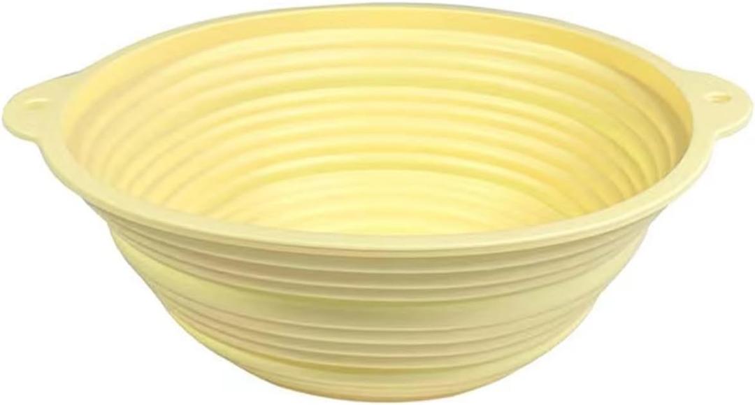 Generic Silicone Bread Basket, Collapsible Sourdough Baking Supplies, Round Dough Box for Home Bakers Making Bread (Yellow)