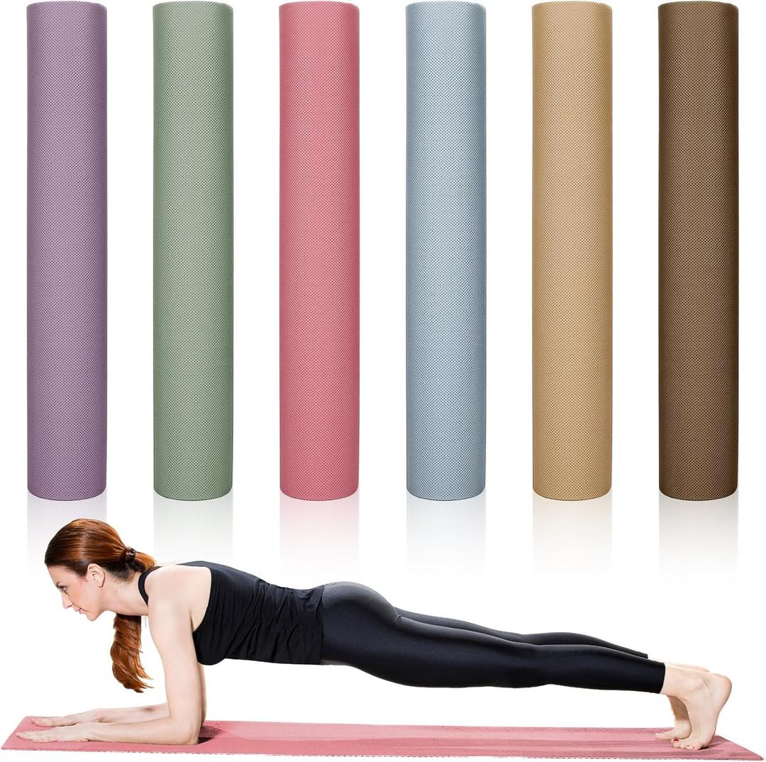 Timgle 6 Pack Yoga Mats Bulk 68 x 24 Inches Non Slip Exercise Yoga Mat 4 mm Thick Anti Slip Tear Resistant Sports Gym for Fitness Stretching Home Workout and Studio