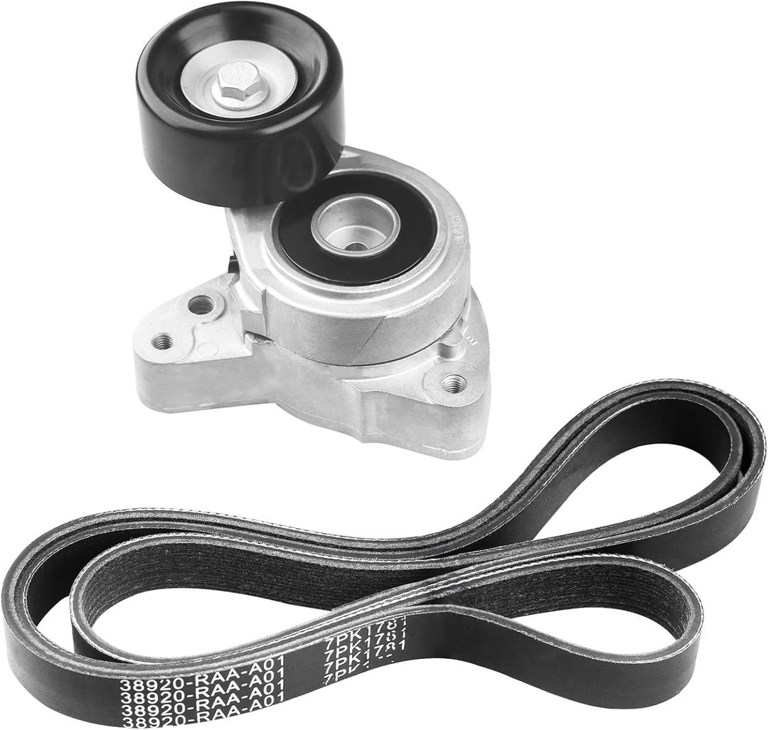 Drive Belt Tensioner Kit Compatible with Honda CR-V Civic Accord Element, for Acura TSX CSX RDX ILX Replaces Belt Tensioner Pulley Assembly 31170-RAA-A01, 7PK1785, 31170-PNA-013