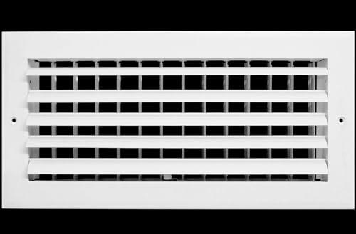 HVAC Premium 10"w X 8"h 1-Way Air Vent Adjustable Aluminum Curved Blades Integral Multi-Shutter Damper HVAC Diffuser [Outer Dimensions: 11.75"W X 9.75"H]