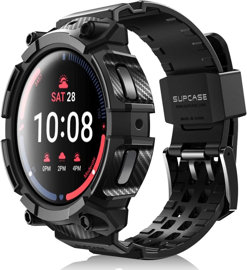 SUPCASE for Samsung Galaxy Watch 5 Pro 45mm Band with Case (Unicorn Beetle Pro), [Military-Grade Drop Protection] [Anti-Scratch] Rugged Men Cover with Adjustable Strap Band, Black