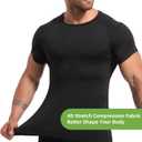 Lgtfy 4D Mens Compression Shirt Short Sleeve, Gynecomastia Tummy Control Back Support Undershirt, Slimming Vest (Black, L)