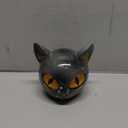 Black Cat Stone Sculpture Figurine Handcrafted Look Resin Statue with Amber Eyes, Elegant Shelf Decor for Home or Office (Yellow)