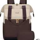 LOVEVOOK Laptop Backpack for Women, 15.6 Inch Work Laptop Bag with USB Port, Fashion Teacher Nurse Backpack Purse, Waterproof Travel Computer Backpack with Organizer Bag, 2PCS, Apricot-Coffee