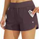 Willit Women's 3" Swim Board Shorts Swimming Bottoms with Brief Liner Quick Dry UPF 50+ (Wine), Size 2 