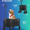 Kitsure Collapsible Wagon with Wheels, Foldable Dog Wagon Carts with 200lbs Load Capacity, Utility Shopping Cart, Black, 28.0" x 17.0" x 36.0"