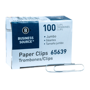 Business Source Paper Clips, Jumbo, .041 Wire Gauge, 100/ Pack, 1 Pack