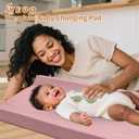 Vegan Leather Baby Changing Pad, Waterproof & Wipeable Soft Diaper Changing Mat 32 x 16.6" Comfortable Infant Changing Station for Dresser & Table