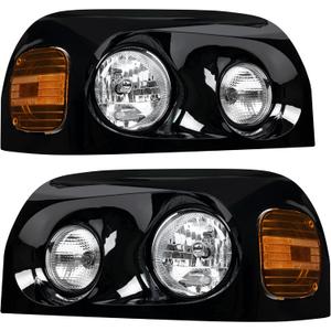 Avsty Headlights Assembly for Freightliner Century 2004 2005 2006 2007 2008 2009 2010 2011 2012 2013 2014 2015 Headlamp(Black)