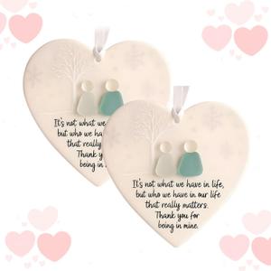 2PCS Heart-Shaped Sea Glass Friendship Decor,Timeless Friendships Heart Keepsake,Friendship Hearts Ornament for Christmas Tree Hanging Ornaments,Sea Glass Art for Best Friends