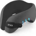 2in1 Ergonomic Memory Foam Travel Neck Pillow  Travel Pillow for All Sleep Positions on Flights, Road Trips, and Long Distance Travel with Drawstring Bag (Adjustable - Dark Gray & Black) (Adult Large)