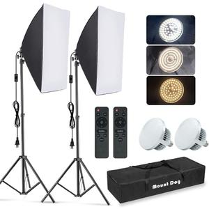 MOUNTDOG Softbox Lighting Kit, 2x19.7"x27.5" Photography Continuous Lighting System with 2pcs 85W 5700K E27 Socket LED Bulbs and Remote for Portrait Product Fashion Photography MOUNTDOG Softbox Lighting Kit, 2x19.7"x27.5" Photography Continuous Lighting System with 2pcs 85W 5700K E27 Socket LED Bulbs and Remote for Portrait Product Fashion Photography