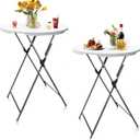 32in Round Folding Cocktail Table High Top-Tall Bar Table with Detachable Legs, Portable Bar Height Folding Table Outdoor Indoor Use for Events Parties Wedding Patio(White, 2 PC), Round, 32-inch diameter x 43.3-inch height