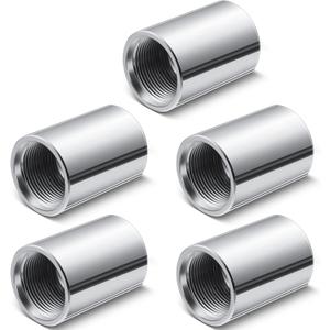 Hicarer 5 Pcs Female Galvanized Well Point Drive Coupling for MFG DRCOUP 125 1-1/4"" Sand Point Well Drilling Kit for Well Hand Pump Accessories, Silver