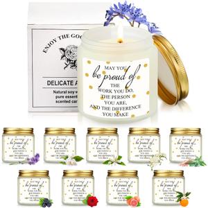 Fumete 50 Pcs Thank You Candles Bulk for Teacher Inspirational Scented Candles Set 3.5 oz May You Be Proud of The Difference Make Employee Appreciation Gifts for Secretaries Nurse Volunteer(White)