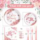 Love in Bloom Bridal Shower Decorations,168pcs Bridal Shower Plates and Napkins Sets Serves 24 for Pink Floral Wedding Party Supplies,Spring Love in Bloom Party Decorations, Baby Girl Shower